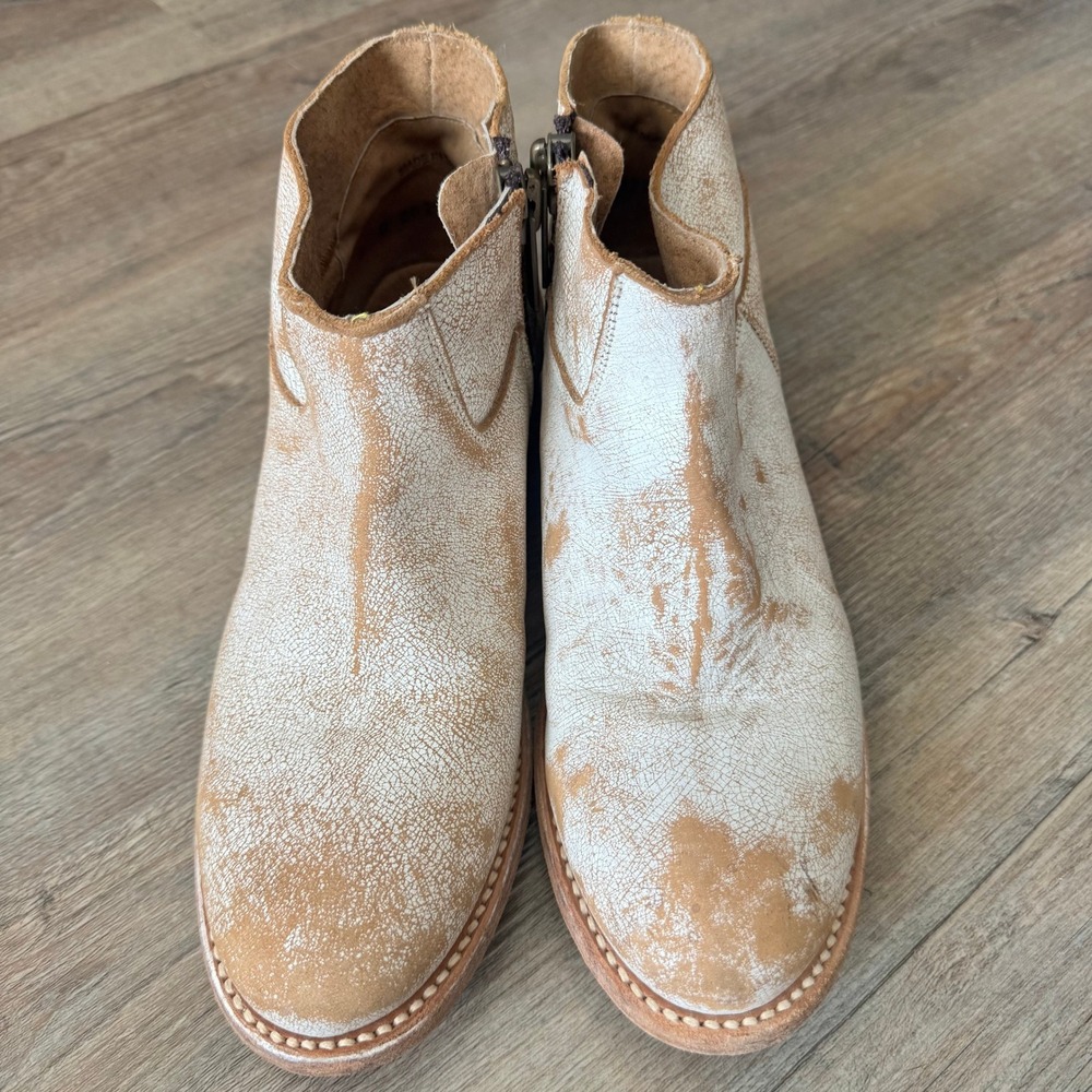 Matisse Womens Distressed White Leather 7B Ankle Boots Side Zip Made in Mexico - Picture 2 of 11